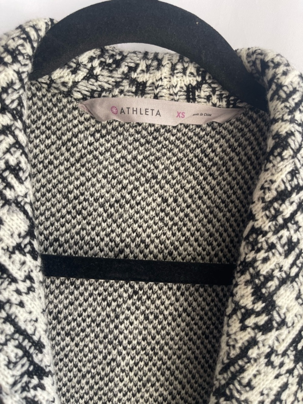 Athleta Black and White Speckled Long Coat - Picture 2 of 6